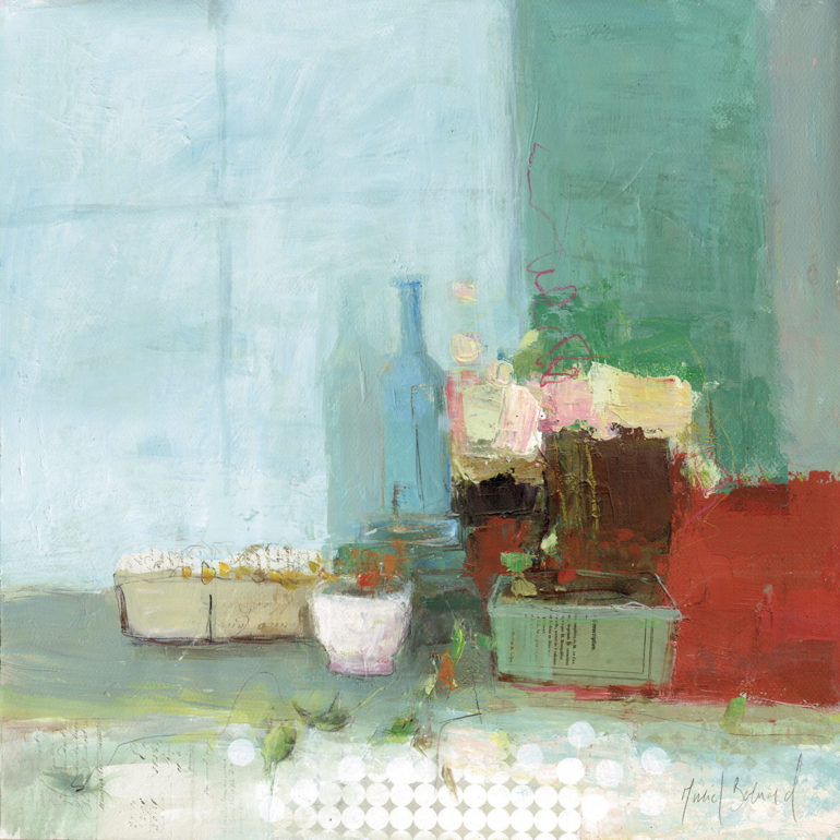 La clarté n'atteint pas le jour, peinture réalisée par Muriel Bernard, artiste peintre et graveur à Vannes.