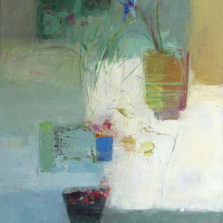 Les herbes fraîches, peinture réalisée par Muriel Bernard, artiste peintre et graveur à Vannes.