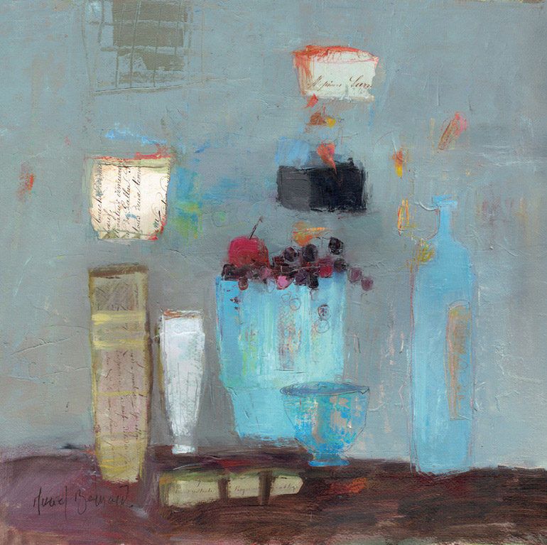 Messieurs, peinture, huile sur papier marouflée réalisée par Muriel Bernard, artiste peintre et graveur à Vannes.