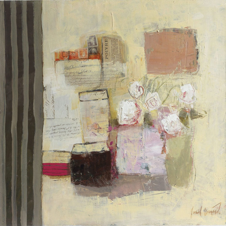 Roses poivrées peinture réalisée par Muriel Bernard, artiste peintre et graveur à Vannes.