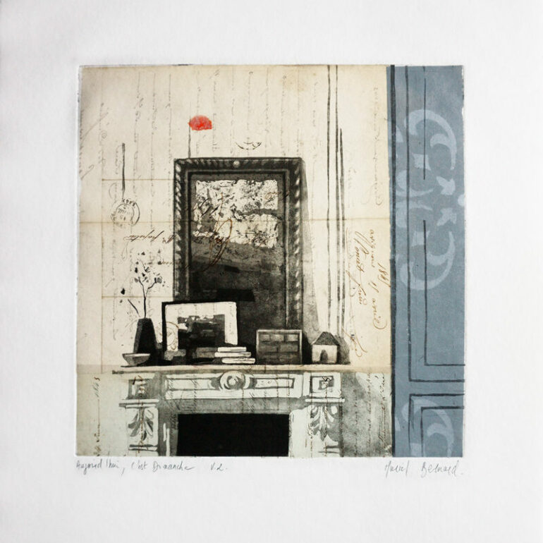 Estampe réalisée en techniques mixtes par Muriel Bernard, artiste peintre à Vannes