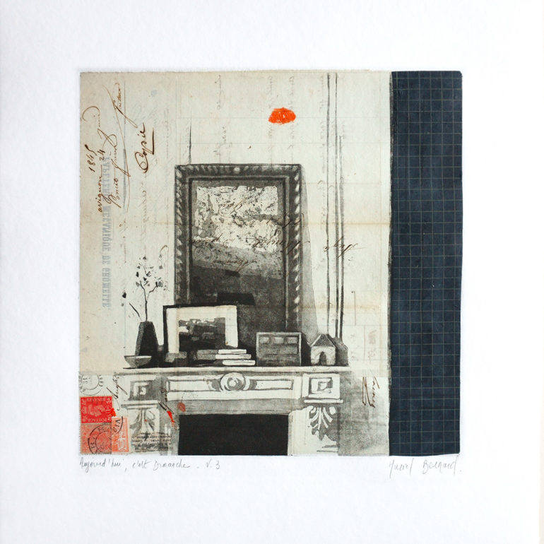 Estampe réalisée en techniques mixtes par Muriel Bernard, artiste peintre à Vannes