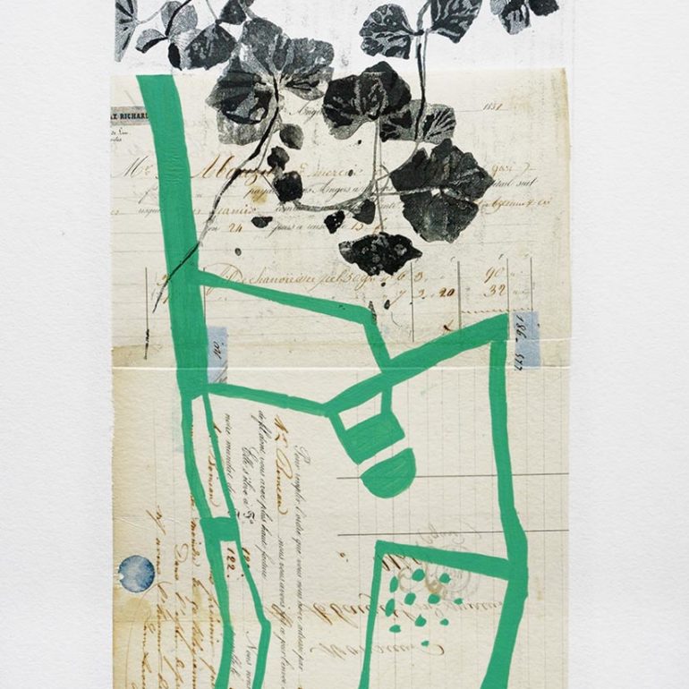 Les Jardins Clos font partie d'une série de monotypes réalisés en 2021 par Muriel Bernard