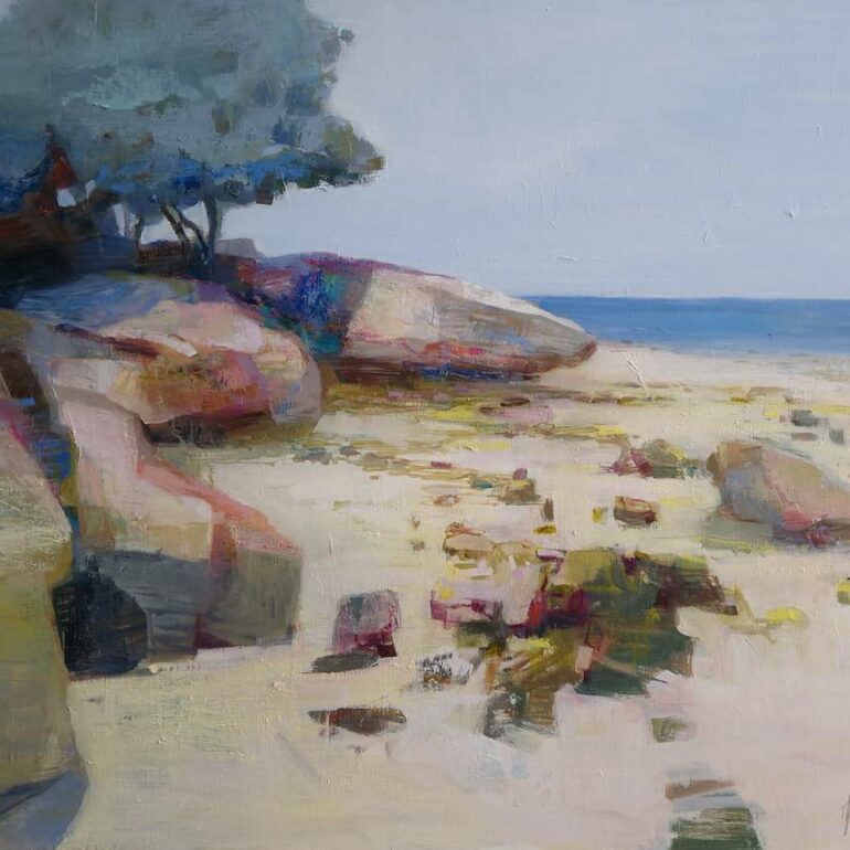 Muriel Bernard expose régulièrement ses toiles à la Galerie Bourreau Ravier à Noirmoutier